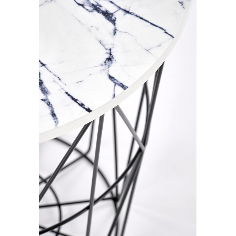 'HARISSA_B Black Frame Coffee Table - White Marble Top' 'HARISSA_B Black Frame Coffee Table - White Marble Top'