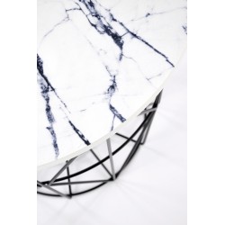 'HARISSA_B Black Frame Coffee Table - White Marble Top' 'HARISSA_B Black Frame Coffee Table - White Marble Top'