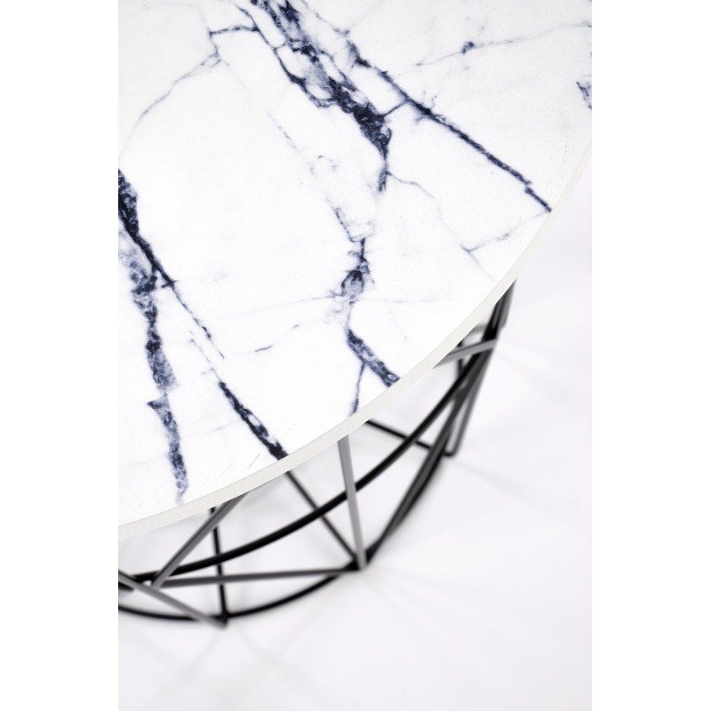 'HARISSA_B Black Frame Coffee Table - White Marble Top' 'HARISSA_B Black Frame Coffee Table - White Marble Top'