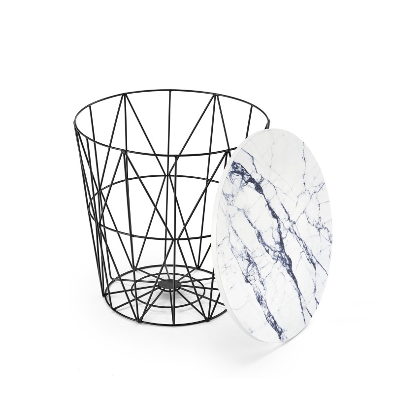'HARISSA_B Black Frame Coffee Table - White Marble Top' 'HARISSA_B Black Frame Coffee Table - White Marble Top'