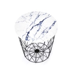 'HARISSA_B Black Frame Coffee Table - White Marble Top' 'HARISSA_B Black Frame Coffee Table - White Marble Top'
