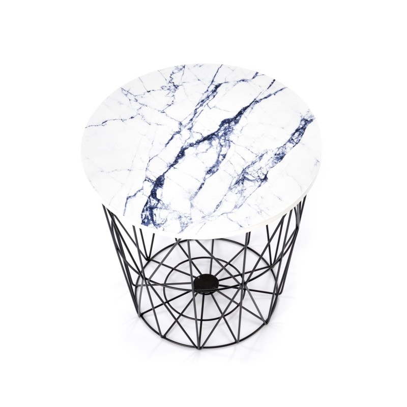 'HARISSA_B Black Frame Coffee Table - White Marble Top' 'HARISSA_B Black Frame Coffee Table - White Marble Top'
