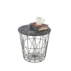 'HARISSA_B Black Frame Coffee Table - Black Marble Top'