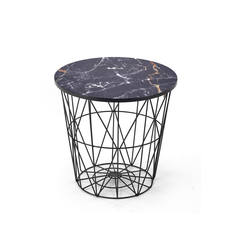 'HARISSA_B Black Frame Coffee Table - Black Marble Top' 'HARISSA_B Black Frame Coffee Table - Black Marble Top'