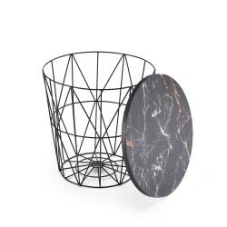 'HARISSA_B Black Frame Coffee Table - Black Marble Top' 'HARISSA_B Black Frame Coffee Table - Black Marble Top'