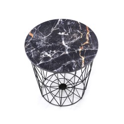 'HARISSA_B Black Frame Coffee Table - Black Marble Top' 'HARISSA_B Black Frame Coffee Table - Black Marble Top'