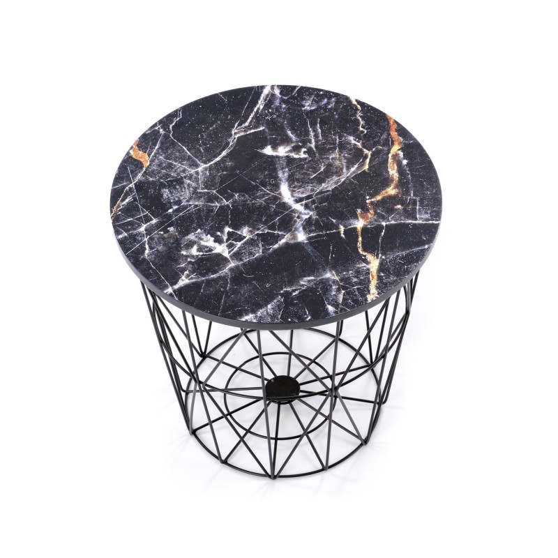 'HARISSA_B Black Frame Coffee Table - Black Marble Top' 'HARISSA_B Black Frame Coffee Table - Black Marble Top'