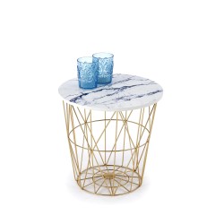 'HARISSA_G Gold Frame Coffee Table - White Marble Top'