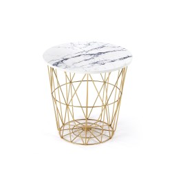 'HARISSA_G Gold Frame Coffee Table - White Marble Top' 'HARISSA_G Gold Frame Coffee Table - White Marble Top'