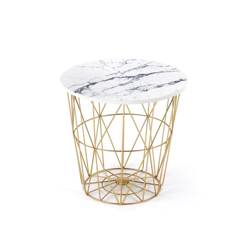 'HARISSA_G Gold Frame Coffee Table - White Marble Top' 'HARISSA_G Gold Frame Coffee Table - White Marble Top'
