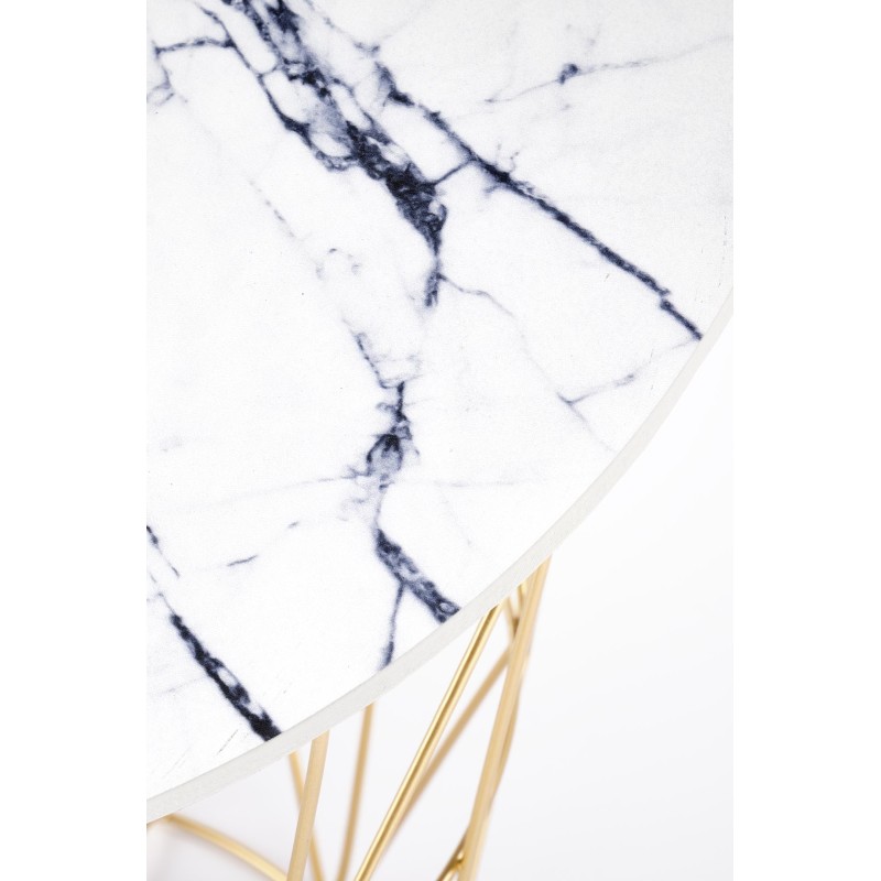 'HARISSA_G Gold Frame Coffee Table - White Marble Top' 'HARISSA_G Gold Frame Coffee Table - White Marble Top'