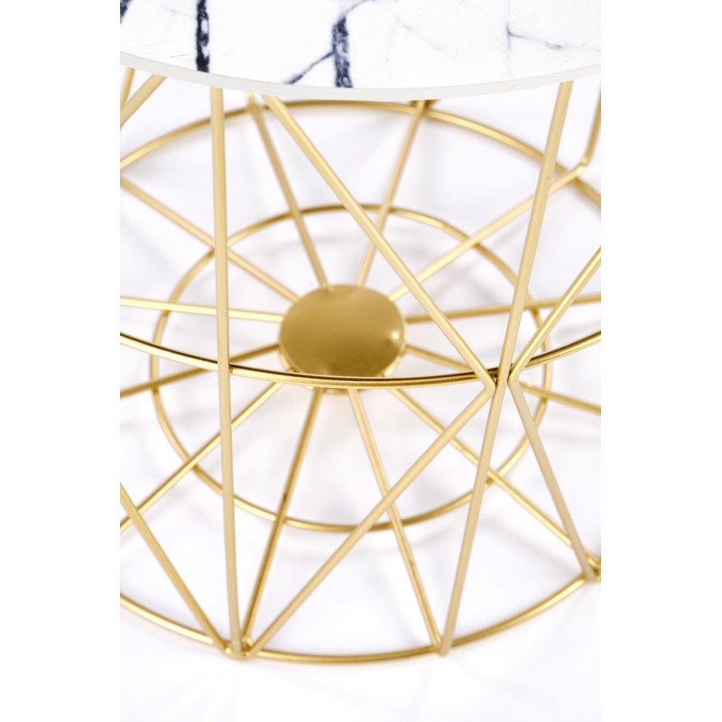 'HARISSA_G Gold Frame Coffee Table - White Marble Top' 'HARISSA_G Gold Frame Coffee Table - White Marble Top'