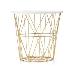 'HARISSA_G Gold Frame Coffee Table - White Marble Top' 'HARISSA_G Gold Frame Coffee Table - White Marble Top'