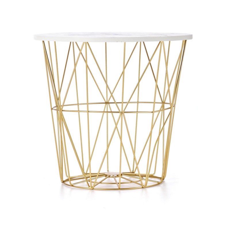 'HARISSA_G Gold Frame Coffee Table - White Marble Top' 'HARISSA_G Gold Frame Coffee Table - White Marble Top'