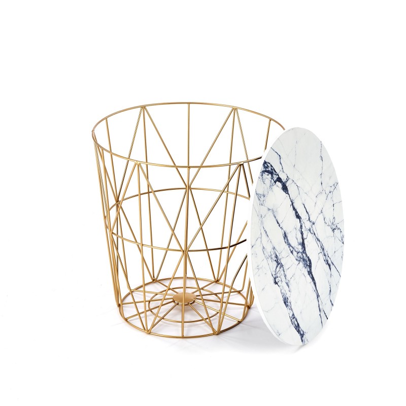 'HARISSA_G Gold Frame Coffee Table - White Marble Top' 'HARISSA_G Gold Frame Coffee Table - White Marble Top'