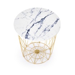 'HARISSA_G Gold Frame Coffee Table - White Marble Top' 'HARISSA_G Gold Frame Coffee Table - White Marble Top'