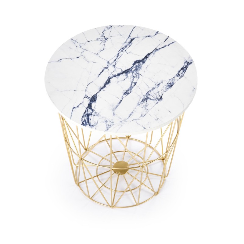 'HARISSA_G Gold Frame Coffee Table - White Marble Top' 'HARISSA_G Gold Frame Coffee Table - White Marble Top'