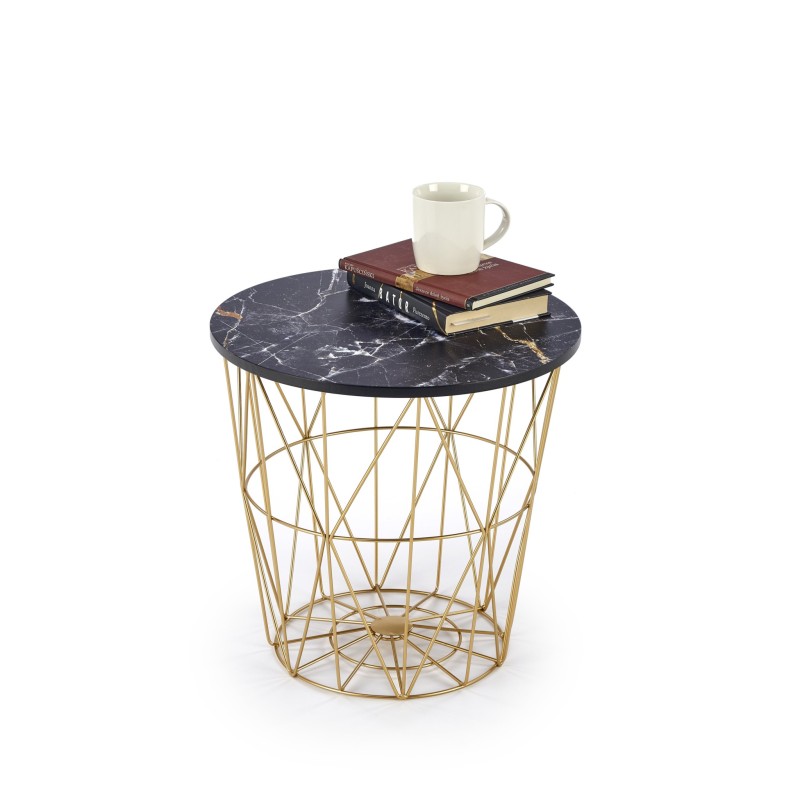 'HARISSA_G Gold Frame Coffee Table - Black Marble Top' 'HARISSA_G Gold Frame Coffee Table - Black Marble Top'