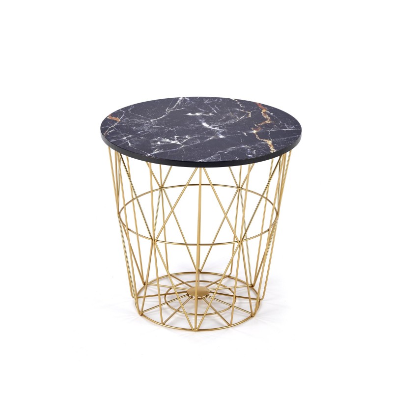 'HARISSA_G Gold Frame Coffee Table - Black Marble Top' 'HARISSA_G Gold Frame Coffee Table - Black Marble Top'