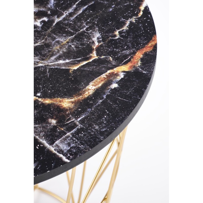 'HARISSA_G Gold Frame Coffee Table - Black Marble Top' 'HARISSA_G Gold Frame Coffee Table - Black Marble Top'