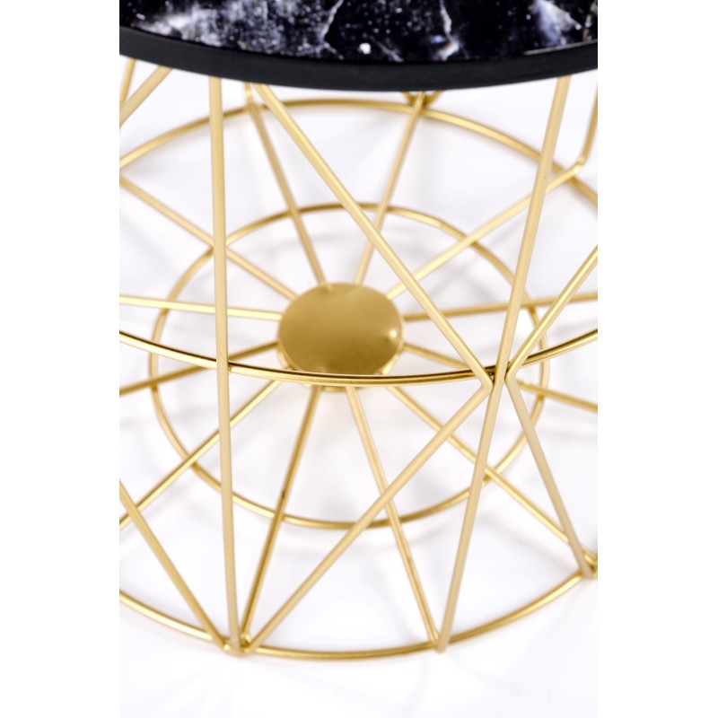 'HARISSA_G Gold Frame Coffee Table - Black Marble Top' 'HARISSA_G Gold Frame Coffee Table - Black Marble Top'