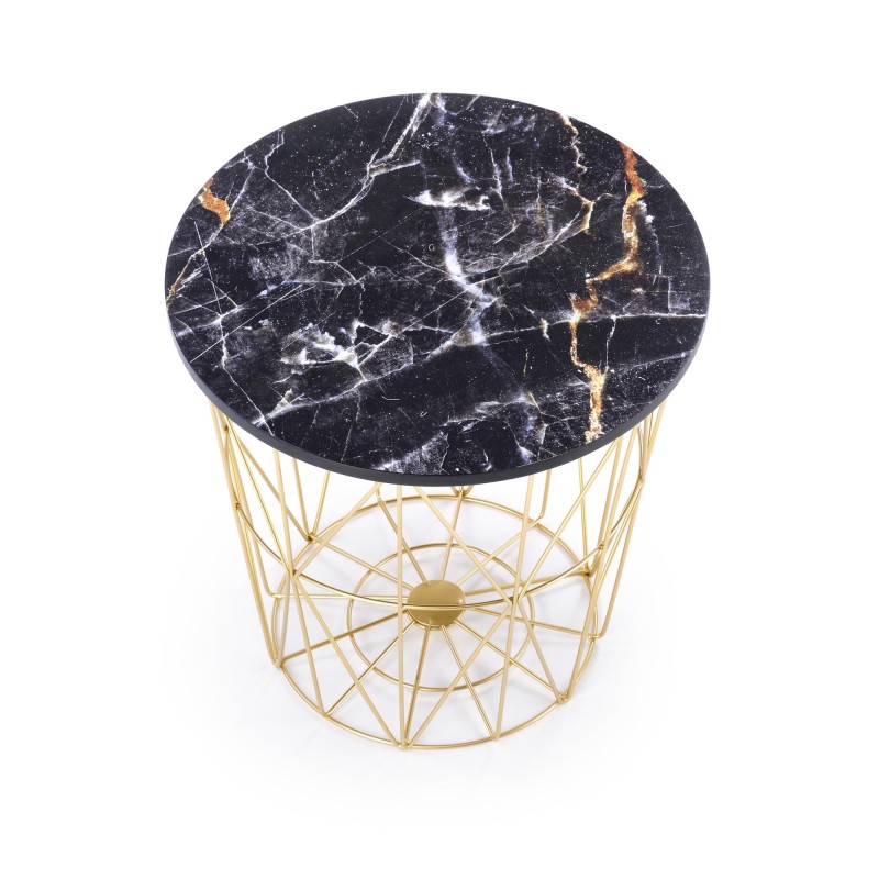 'HARISSA_G Gold Frame Coffee Table - Black Marble Top' 'HARISSA_G Gold Frame Coffee Table - Black Marble Top'