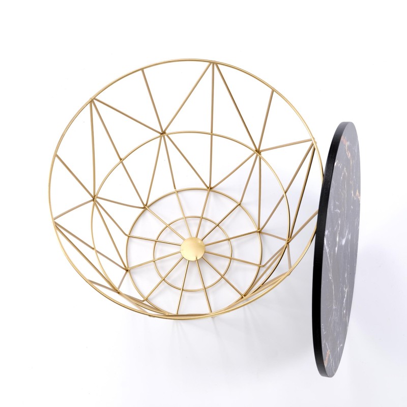 'HARISSA_G Gold Frame Coffee Table - Black Marble Top' 'HARISSA_G Gold Frame Coffee Table - Black Marble Top'