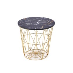 'HARISSA_G Gold Frame Coffee Table - Black Marble Top' 'HARISSA_G Gold Frame Coffee Table - Black Marble Top'