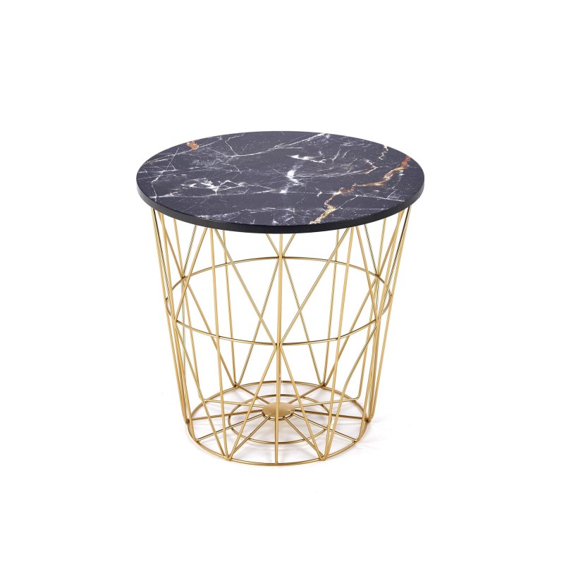 'HARISSA_G Gold Frame Coffee Table - Black Marble Top' 'HARISSA_G Gold Frame Coffee Table - Black Marble Top'