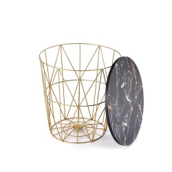 'HARISSA_G Gold Frame Coffee Table - Black Marble Top' 'HARISSA_G Gold Frame Coffee Table - Black Marble Top'