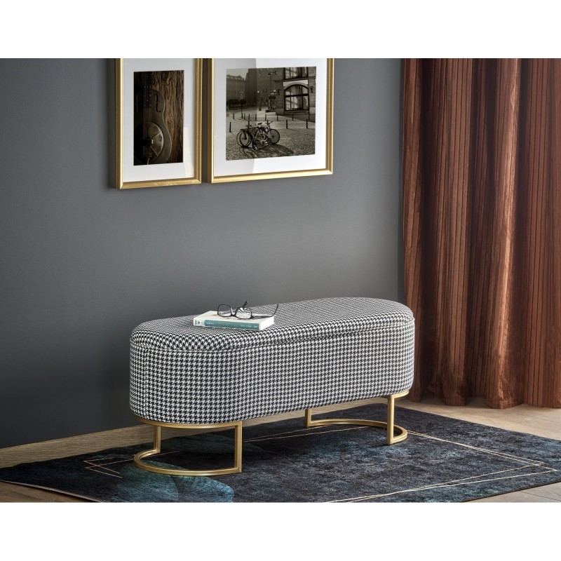 'HARMONY Bench with Storage Function, Black / White / Gold' 'HARMONY Bench with Storage Function, Black / White / Gold'