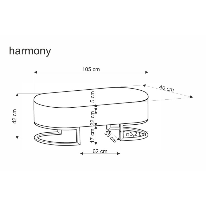 'HARMONY Bench with Storage Function, Black / White / Gold' 'HARMONY Bench with Storage Function, Black / White / Gold'