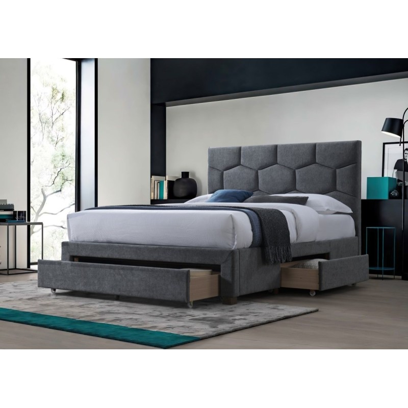 'HARRIET 160 Bed with Drawers in Ash Velvet'