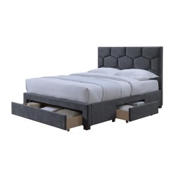 'HARRIET 160 Bed with Drawers in Ash Velvet' 'HARRIET 160 Bed with Drawers in Ash Velvet'