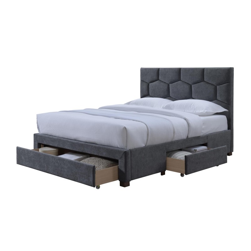 'HARRIET 160 Bed with Drawers in Ash Velvet' 'HARRIET 160 Bed with Drawers in Ash Velvet'