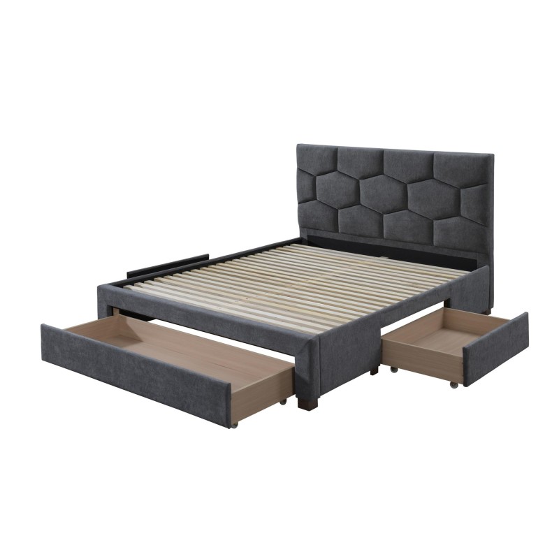 'HARRIET 160 Bed with Drawers in Ash Velvet' 'HARRIET 160 Bed with Drawers in Ash Velvet'