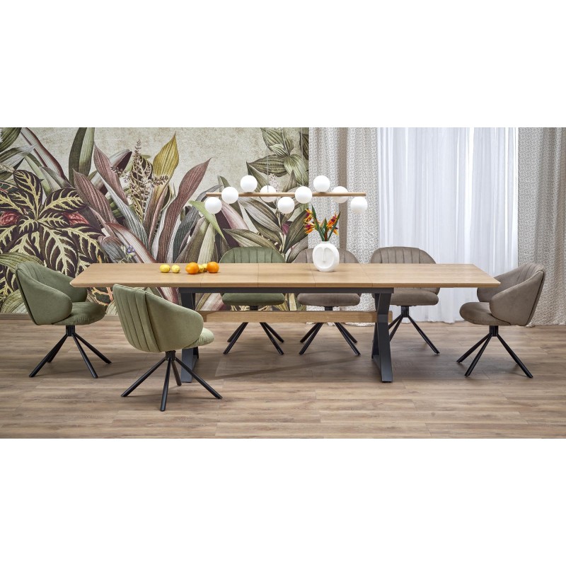 'HENRY Extendable Table, Top - Natural, Legs - Black' 'HENRY Extendable Table, Top - Natural, Legs - Black'