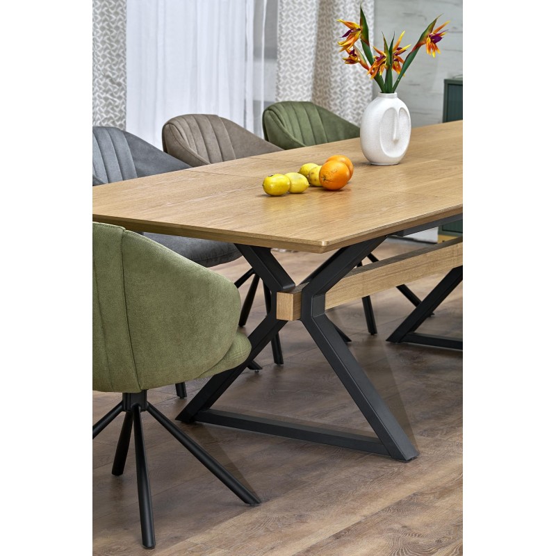 'HENRY Extendable Table, Top - Natural, Legs - Black' 'HENRY Extendable Table, Top - Natural, Legs - Black'