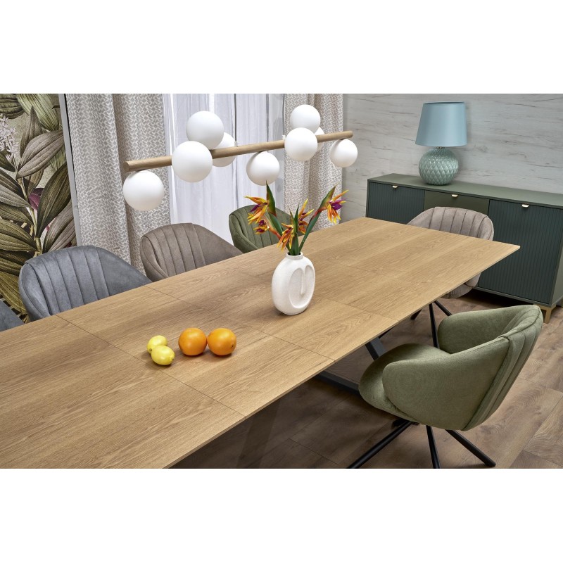'HENRY Extendable Table, Top - Natural, Legs - Black' 'HENRY Extendable Table, Top - Natural, Legs - Black'