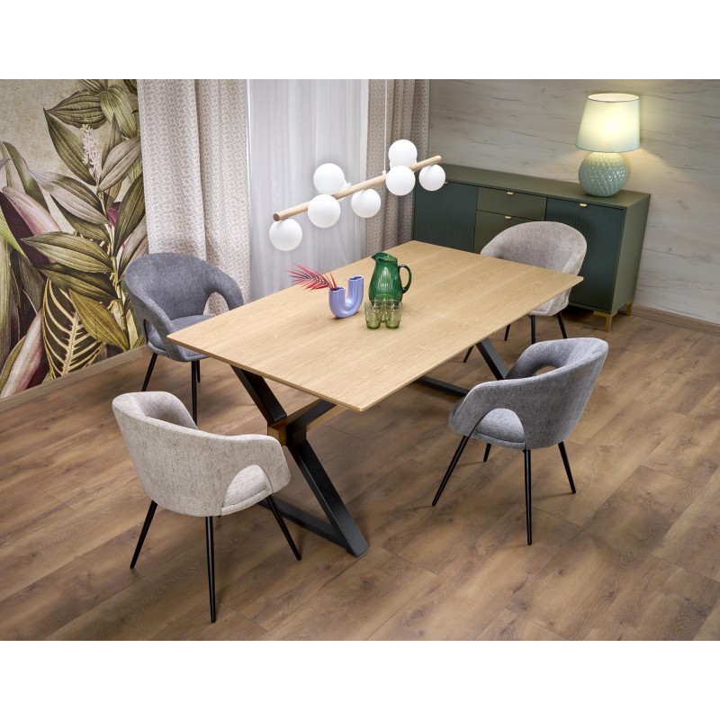 'HENRY Extendable Table, Top - Natural, Legs - Black' 'HENRY Extendable Table, Top - Natural, Legs - Black'