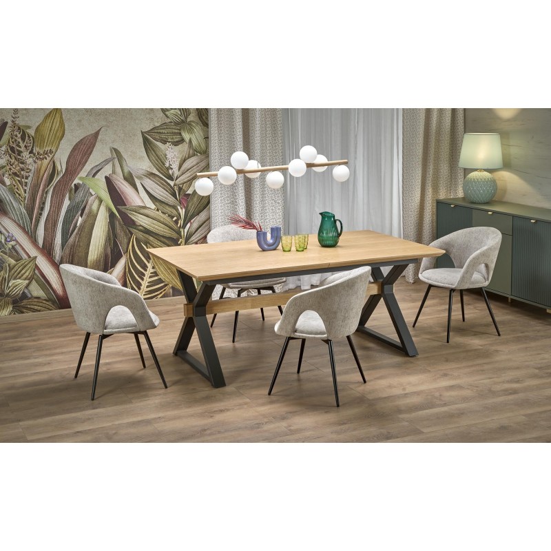 'HENRY Extendable Table, Top - Natural, Legs - Black' 'HENRY Extendable Table, Top - Natural, Legs - Black'