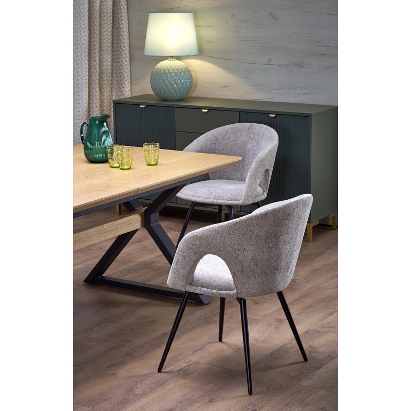 'HENRY Extendable Table, Top - Natural, Legs - Black' 'HENRY Extendable Table, Top - Natural, Legs - Black'