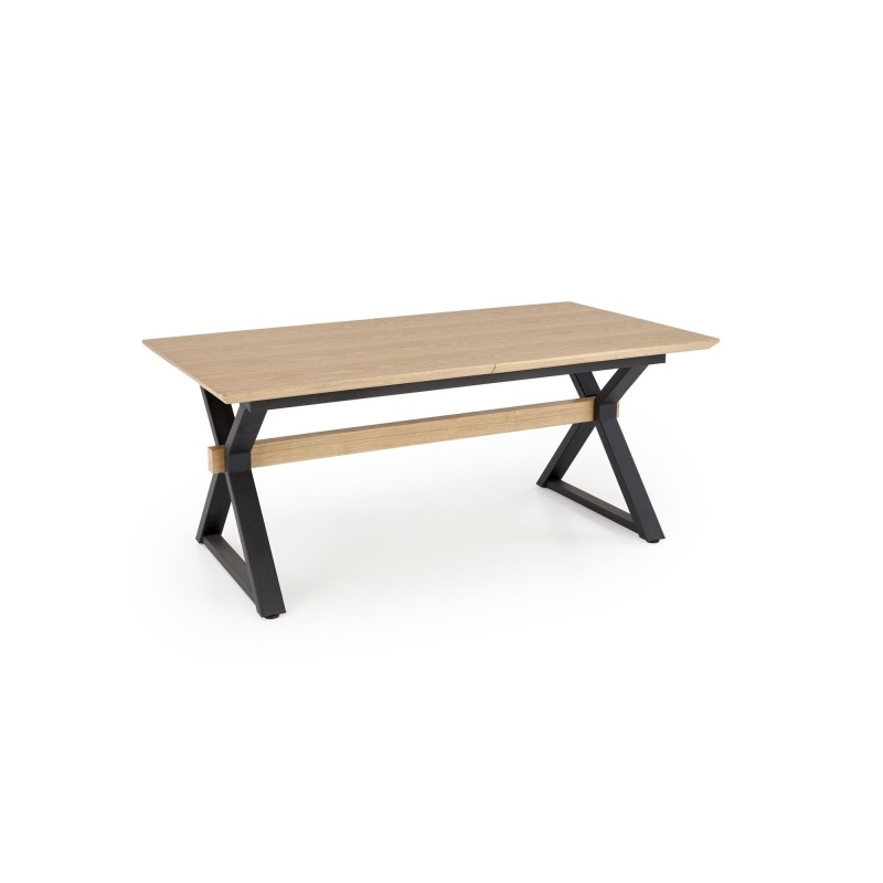 'HENRY Extendable Table, Top - Natural, Legs - Black' 'HENRY Extendable Table, Top - Natural, Legs - Black'
