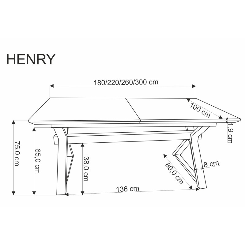 'HENRY Extendable Table, Top - Natural, Legs - Black' 'HENRY Extendable Table, Top - Natural, Legs - Black'