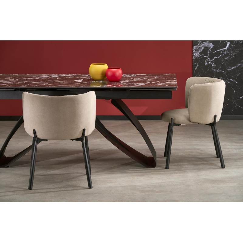 'HILARIO Extendable Table, Top - Black Marble, Legs - Black' 'HILARIO Extendable Table, Top - Black Marble, Legs - Black'