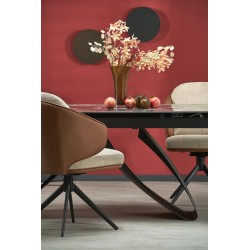 'HILARIO Extendable Table, Top - Black Marble, Legs - Black' 'HILARIO Extendable Table, Top - Black Marble, Legs - Black'