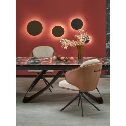 'HILARIO Extendable Table, Top - Black Marble, Legs - Black' 'HILARIO Extendable Table, Top - Black Marble, Legs - Black'