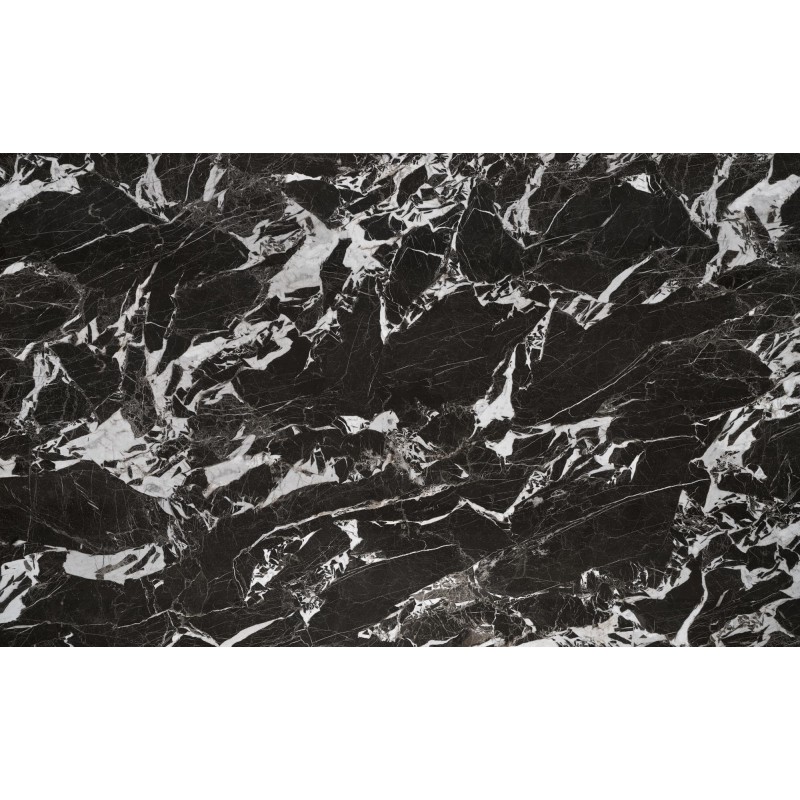 'HILARIO Extendable Table, Top - Black Marble, Legs - Black' 'HILARIO Extendable Table, Top - Black Marble, Legs - Black'