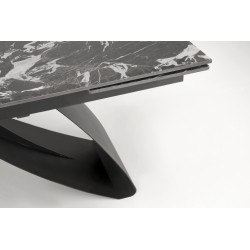 'HILARIO Extendable Table, Top - Black Marble, Legs - Black' 'HILARIO Extendable Table, Top - Black Marble, Legs - Black'
