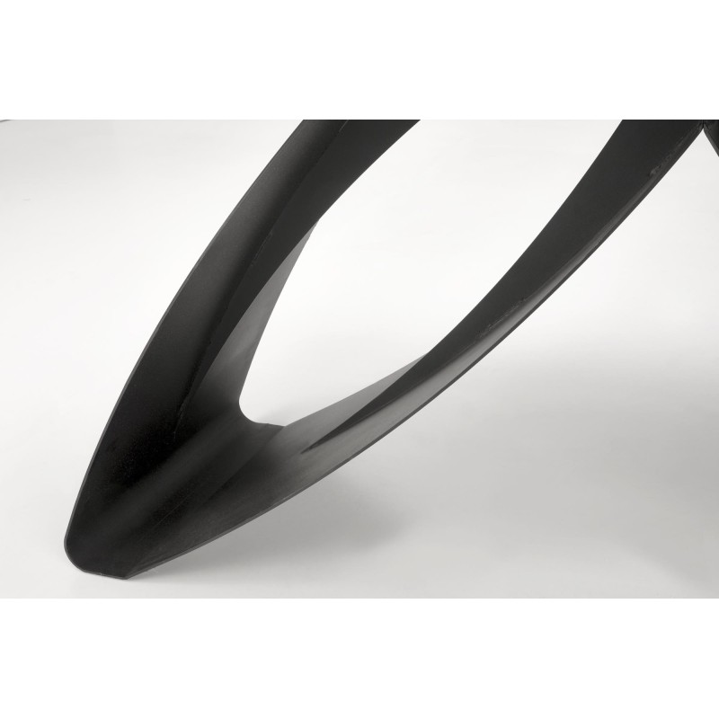 'HILARIO Extendable Table, Top - Black Marble, Legs - Black' 'HILARIO Extendable Table, Top - Black Marble, Legs - Black'